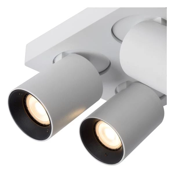 Lucide NIGEL - Spot plafond - LED Dim to warm - GU10 - 4x5W 2200K/3000K - Blanc - détail 3